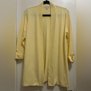Studio Works Yellow 3/4 Sleeves With Button Open Cardigan Knit Sweater Sz M/L